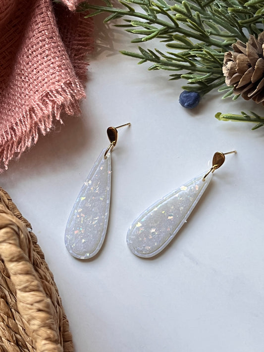 Opal Embossed Teardrop Dangle w/ Gold Stud